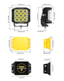 V-MAX Series | 7 Inch 228W 26100LM Spot Beam Side Shooter LED Square Pod Lights with Amber DRL&Backlight
