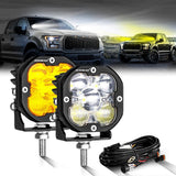 3 Inch 80W 9600LM LED Pods Lights White&Amber for FORD