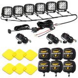 6/8Pcs 5 Inch 132W Amber DRL LED Pod Lights with Power Harness
