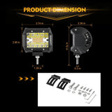 4 Inch 6 Modes White&Amber LED Working Light LED Pods with A-Pillar Mounting Bracket For Ford Bronco 2/4 Door 2021 2022