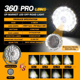 (2pcs/set) 9 INCH 270W 37776LM 360-PRO Series Custom Lens LED Driving Lights+Amber/Black Covers(Optional) for Ford F150 F250 F350 F450