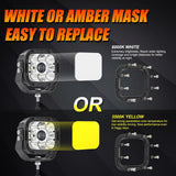 6Pcs 5 Inch 110W White/Amber LED Pods Lights with Power Harness