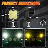 3 Inch 80W 9600LM LED Pods Lights White&Amber for FORD