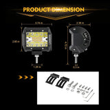 (2pcs/set) 4 inch 6 Modes White&Amber LED Working Light LED Pods with Wiring Harness for SUV ATV UTV Trucks Pickup Boat