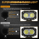 4 Inch 30W Corrugated Lens Flood Beam LED Pods Lights with A-Pillar Mounting Bracket For Ford Bronco 2/4 Door 2021 2022