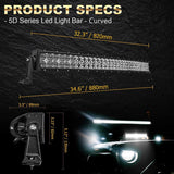 32 Inch 5D Series Straight/Curved LED Light Bar & Upper LED Light Bar Mounting Brackets Combo for 2013-2021 Polaris RZR XP1000 & 2015-2021 RZR 900 S900 S1000 EPS Modelsor RZR 900/ RZR S900/ RZR 900 XC/ RZR XP 1000/ RZR Turbo
