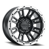 Aluminum Wheels 17x8 Compass 956BS Satin Black Silver Ring Raceline Wheels