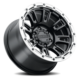 Aluminum Wheels 17x8.5 Compass 956BS Satin Black Silver Ring Raceline Wheels