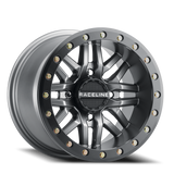 Aluminum Wheels 15x10 Ryno Beadlock UTV A91G Matte Dark Gunmetal Grey Raceline Wheels