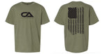 CA Tech USA Olive Green Flag Tire Tracks T-Shirt