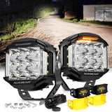 V-MAX Series 4/5/7 Inch Spot Beam Side Shooter LED Pod Lights with Amber DRL
