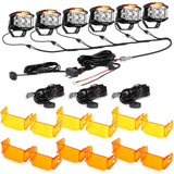 V-MAX Series | 4 Inch 92W 8960LM Spot Beam Side Shooter LED Square Pod Lights with Amber DRL