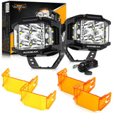V-MAX Series | 4 Inch 92W 8960LM Spot Beam Side Shooter LED Square Pod Lights with Amber DRL