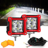 3 Inch 40W LED Pods Light Spot/Flood Multicolor frame with wiring harness for SUV ATV UTV Trucks Pickup Boat