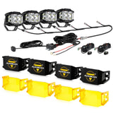 V-MAX Series | 4 Inch 92W 8960LM Spot Beam Side Shooter LED Square Pod Lights with Amber DRL