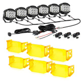 V-MAX Series | 5 Inch 168W 16440LM Spot Beam Side Shooter LED Round Pod Lights with Amber DRL