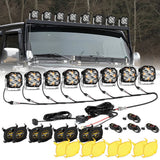 XP-ULTRA Series 4.5 Inch 128W 15200LM Spot Beam LED Pod Lights Off Road Lights with Amber DRL