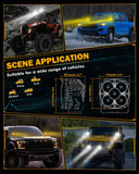 XP-ULTRA Series 4.5 Inch 128W 15200LM Spot Beam LED Pod Lights Off Road Lights with Amber DRL