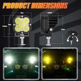 3 Inch 80W 9600LM LED Pods Lights White&Yellow with Front Bumper Fog Light Mount Brackets For Ford Bronco 2021 2022