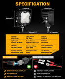 XP-ULTRA Series 3 Inch 80W Flood Beam LED Pods Amber&White Offroad Lights