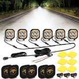 Color Play Series 3 Inch 100W Spot LED Pod Lights Off Road Lights with White DRL & Amber Turn Signal Lights