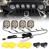 Color Play Series 3 Inch 100W LED Pod Lights Off Road Lights with White DRL & Amber Turn Signal Lights