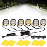 Color Play Series 3 Inch 100W LED Pod Lights Off Road Lights with White DRL & Amber Turn Signal Lights