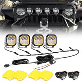 Color Play Series 3 Inch 100W LED Pod Lights Off Road Lights with White DRL & Amber Turn Signal Lights