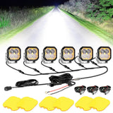 Color Play Series 3 Inch 100W Combo LED Pod Lights Off Road Lights with White DRL & Amber Turn Signal Lights