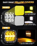 6/8Pcs 5 Inch 132W Amber DRL LED Pod Lights with Power Harness